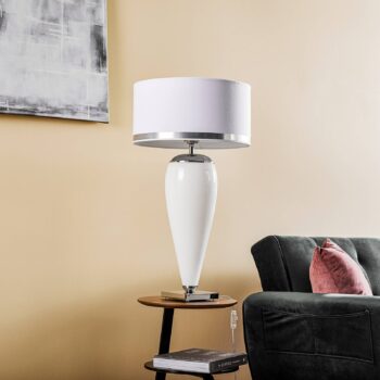 Stolová lampa Lund, biela/opálová, výška 70 cm