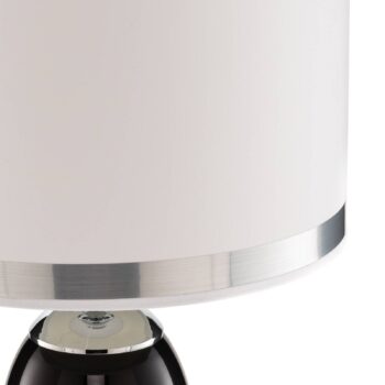 Stolová lampa Lund, čierna/biela, výška 60 cm, textil