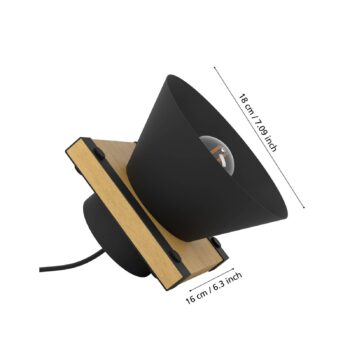 Stolová lampa Maccles v čiernej s drevom