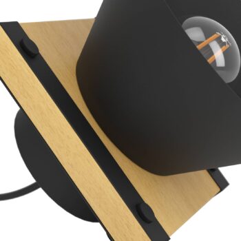 Stolová lampa Maccles v čiernej s drevom