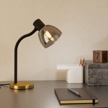 Stolová lampa Macere, mosadz/čierna