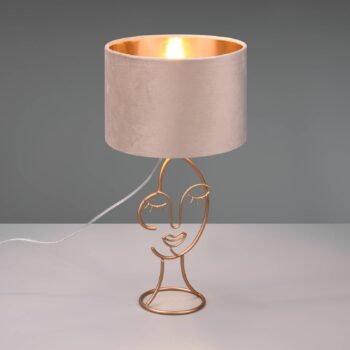Stolová lampa Mary s dizajnom tváre, béžová/zlatá