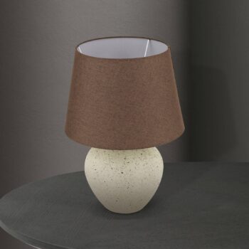 Stolová lampa Masai, krémová/hnedá, výška 46,5 cm, keramika/plátno