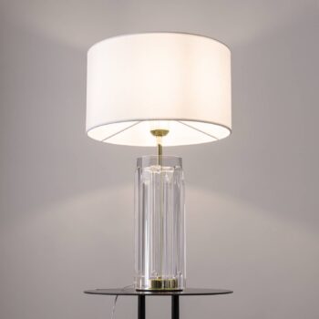 Stolová lampa Maytoni Muse, biela, výška 53 cm, textil/sklo
