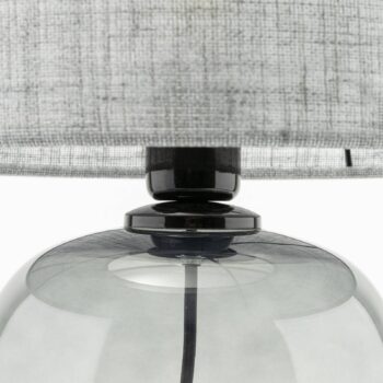 Stolová lampa Melody, výška 48 cm, dymové sivé sklo, sivá látka