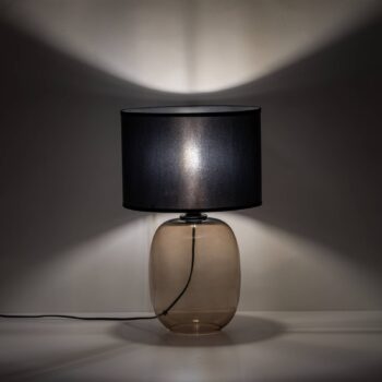 Stolová lampa Melody, výška 48 cm, hnedé sklo, čierny textil
