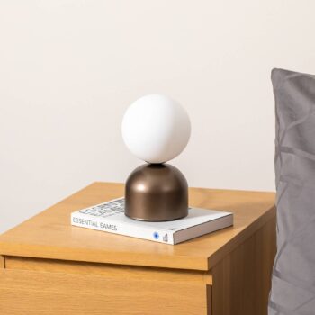 Stolová lampa Miki, hnedá, výška 21 cm, kov/sklo, G9