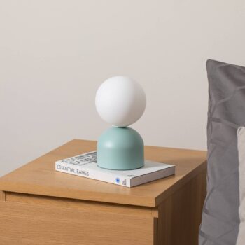 Stolová lampa Miki, mätovo zelená, výška 21 cm, kov/sklo, G9
