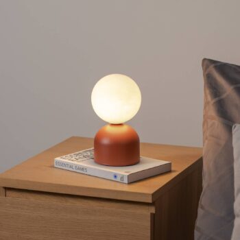Stolová lampa Miki, terakota, výška 21 cm, kov/sklo, G9