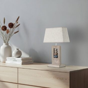 Stolová lampa Miriel, výška 46 cm, textil, drevo
