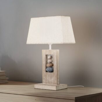 Stolová lampa Miriel, výška 46 cm, textil, drevo