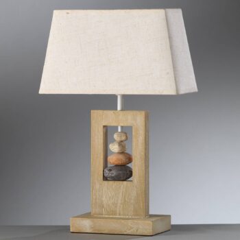 Stolová lampa Miriel, výška 46 cm, textil, drevo
