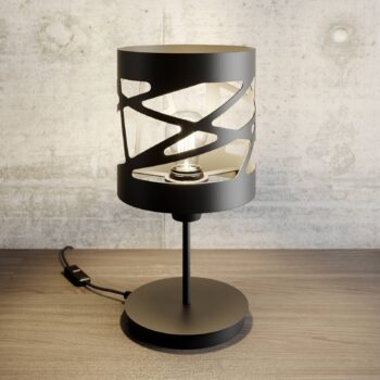Stolová lampa Modul Frez vzorovaný tienidlo Ø17,5cm čierna
