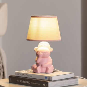 Stolová lampa Monkey, ružová, keramika, výška 28 cm, E14