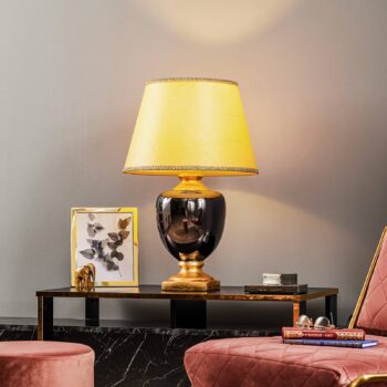 Stolová lampa Mozart v zrkadlovo šedej farbe/zlatej farbe