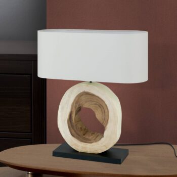 Stolová lampa Nathan s dreveným podstavcom
