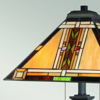 Stolová lampa Navajo, štýl Tiffany, oceľ, sklo, viacfarebná