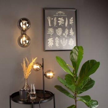 Stolová lampa Neptun čierna s 2 dymovými guľami