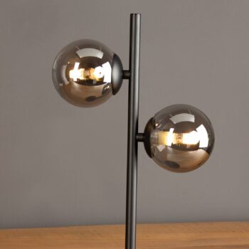 Stolová lampa Neptun čierna s 2 dymovými guľami