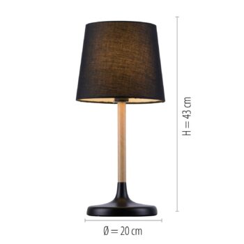Stolová lampa Nima s čiernym látkovým tienidlom