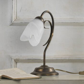Stolová lampa Odino, 1-plameňová, bronzová, kov, sklo