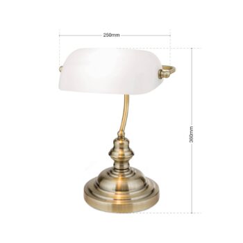 Stolová lampa Onella v bankárskom štýle opál