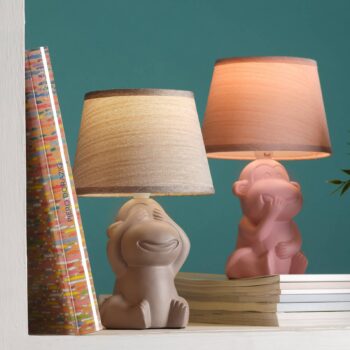 Stolová lampa Opica, hnedá, keramika, výška 28 cm, E14