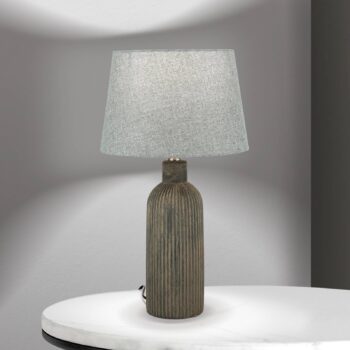 Stolová lampa Orchidea, hnedá/sivá, výška 53,5 cm, keramika/látka