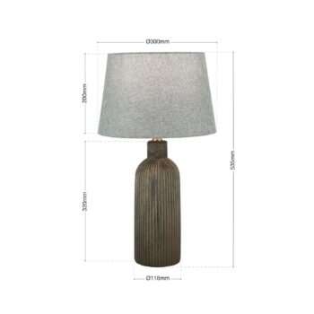 Stolová lampa Orchidea, hnedá/sivá, výška 53,5 cm, keramika/látka