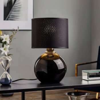 Stolová lampa Palla, Ø 20 cm, čierna/zlatá