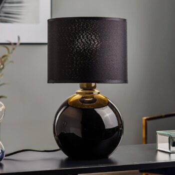 Stolová lampa Palla, Ø 20 cm, čierna/zlatá