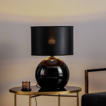 Stolová lampa Palla, Ø 36 cm, čierna/zlatá