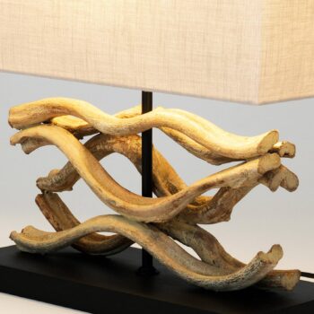 Stolová lampa Panarea, farba dreva/béžová, výška 42 cm, drevo