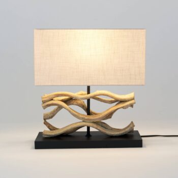 Stolová lampa Panarea, farba dreva/béžová, výška 42 cm, drevo