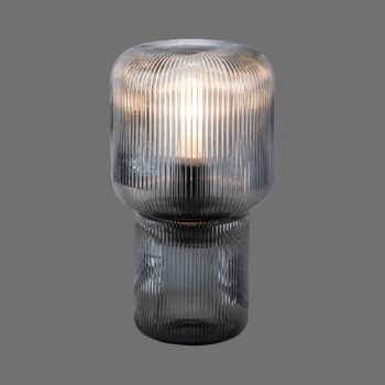 Stolová lampa Paul Neuhaus Mashi, dymovo sivá, sklo, 27 cm, E27