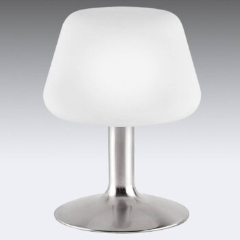 Stolová lampa Paul Neuhaus Till, oceľová farba, sklo, stmievateľná
