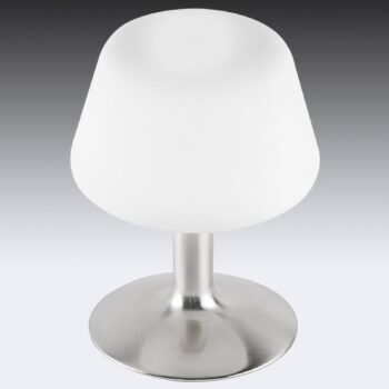 Stolová lampa Paul Neuhaus Till, oceľová farba, sklo, stmievateľná