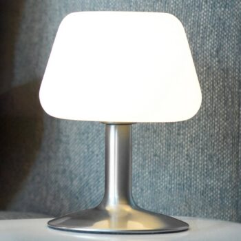 Stolová lampa Paul Neuhaus Till, oceľová farba, sklo, stmievateľná