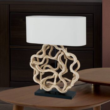 Stolová lampa Peggy s dreveným podstavcom