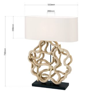 Stolová lampa Peggy s dreveným podstavcom