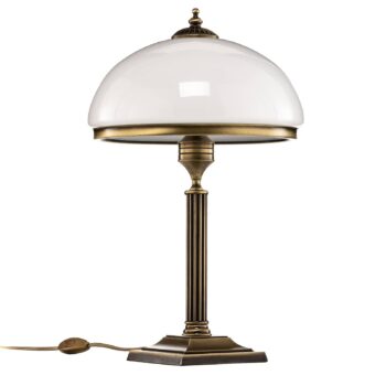 Stolová lampa Petro, sklo, farba starého mosadzu, výška 50 cm