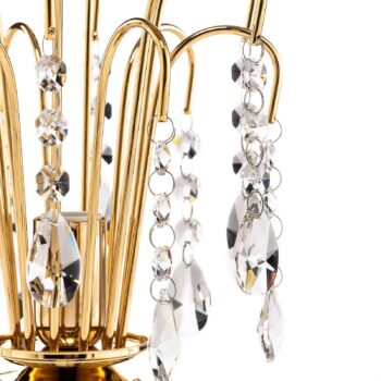 Stolová lampa Pioggia s kryštálovým dažďom, 26 cm, zlatá