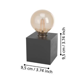 Stolová lampa Prestwick 2 drevená kocka, čierna