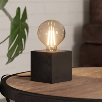 Stolová lampa Prestwick 2 drevená kocka, čierna