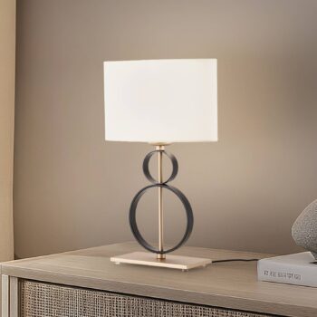 Stolová lampa Priam, čierna/zlatá, oceľ, výška 42 cm