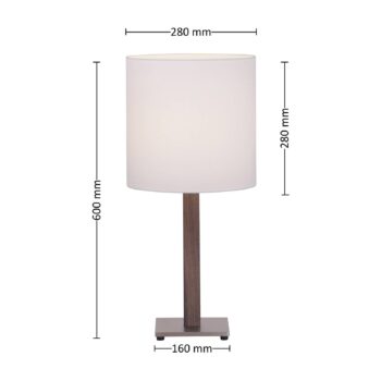Stolová lampa Quitani Elif, biela, hranatá, tmavý dub