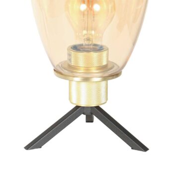 Stolová lampa Reflexion, Ø 15 cm, výška 28 cm, sklo, mosadzná farba