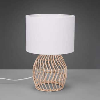 Stolová lampa Rike ratanový rám a látkové tienidlo