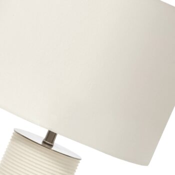 Stolová lampa Ripple, textil a porcelán, biela