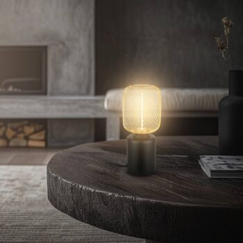 Stolová lampa Rist, čierna/zlatá, výška 22 cm, kov